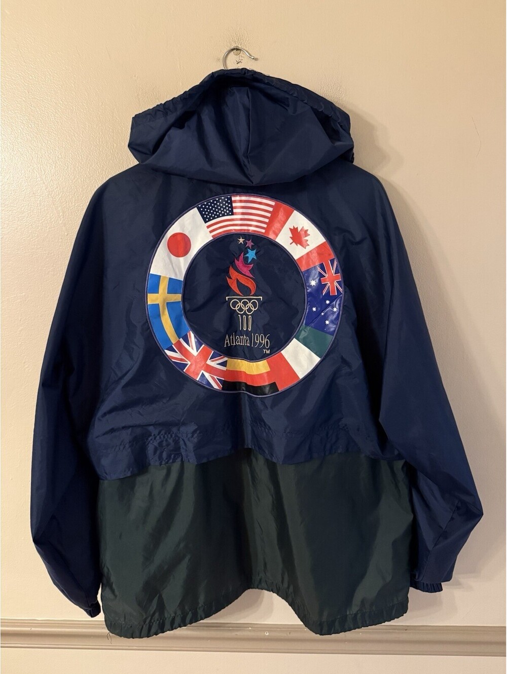 Vintage 1996 Olympic Games Atlanta Speedo Windbreaker Jacket Size 2XL Oversized